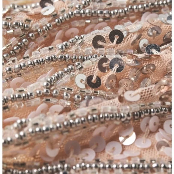 Mac Duggal Asymmetrical One Shoulder Long Sleeve Fully Sequin Gown Rose Gold - Picture 6 of 13